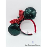 Serre-tête-Oreilles-Minnie-Mouse-Noël-Disneyland-Ears-Disney-sequins-rouge-vert (1)