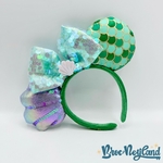 Serre-tête-Oreilles-Minnie-Ariel-La-Petite-Sirène-Disney-Parks-2024-ears-Disneyland-sequins-coquillage-vert (4)