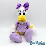 Peluche-Daisy-Disney-Store-canard-violet-poils-longs-écusson-35-cm (2)