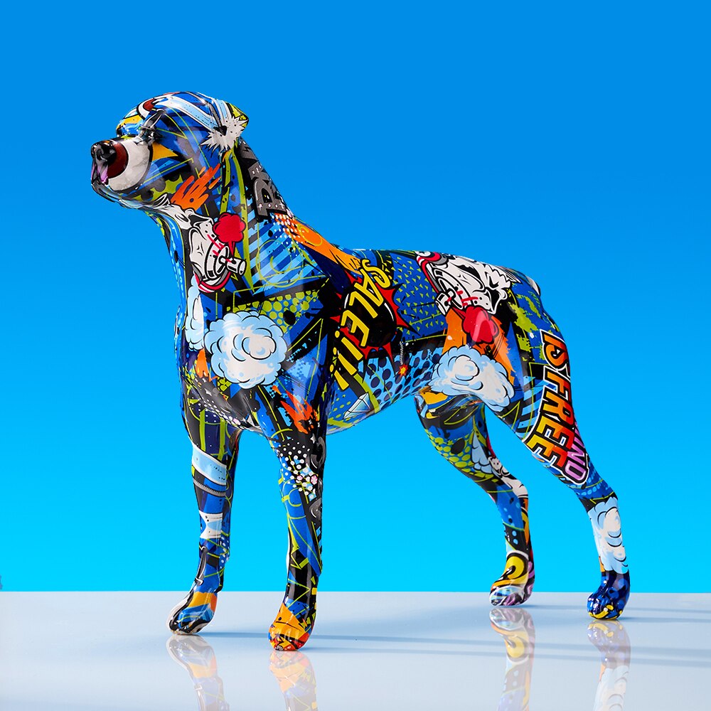 Rottweiler, statue de chien sur une base en bois, édition limitée Art Dog FR