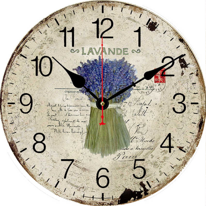 Horloge-murale-Vintage-en-bois-violet-lavande-ronde-et-silencieuse-grande-d-coration-moderne-de-cuisine