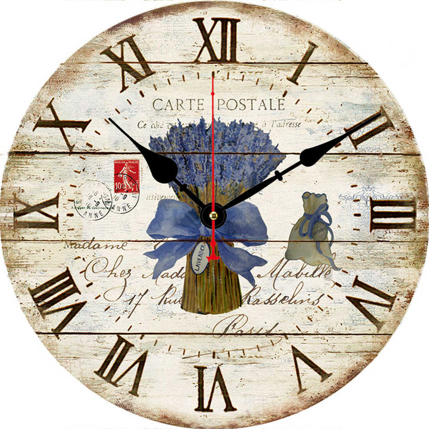 Horloge-murale-Vintage-en-bois-violet-lavande-ronde-et-silencieuse-grande-d-coration-moderne-de-cuisine