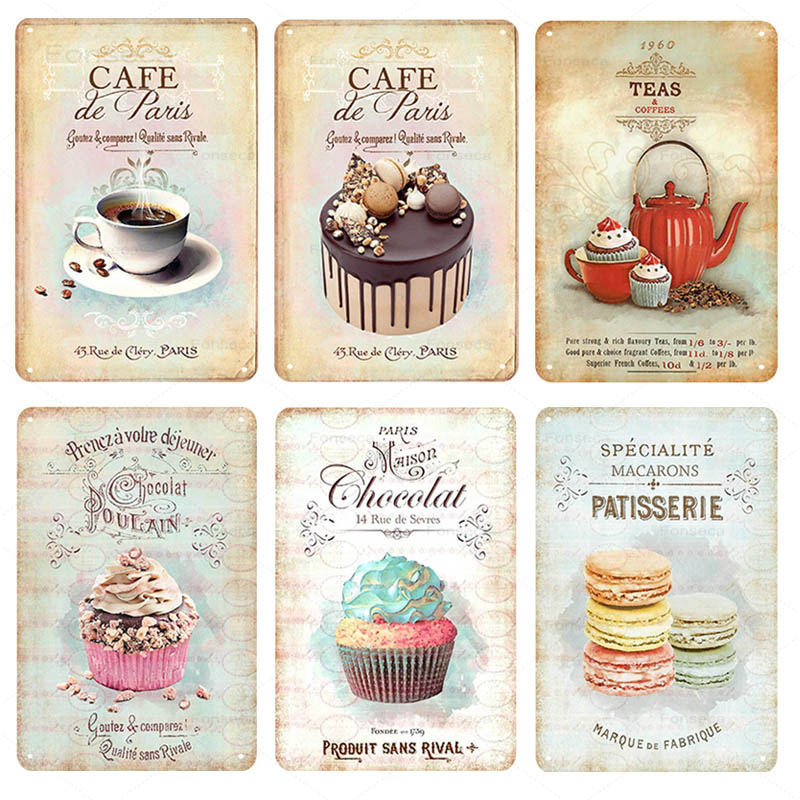 Signes-m-talliques-Vintage-caf-Dessert-minimaliste-moderne-cuisine-domicile-Plaques-murales-d-art-en-tain