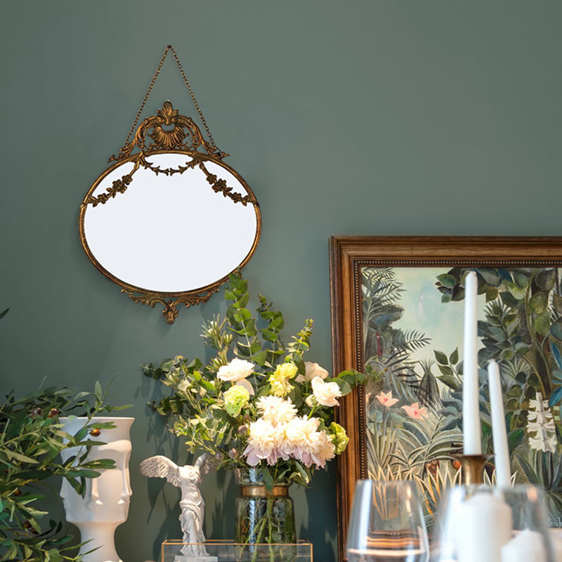 Grand Miroir Mural Baroque Antique - Palazzo INT - 87cm - Style Feuilles Dorées