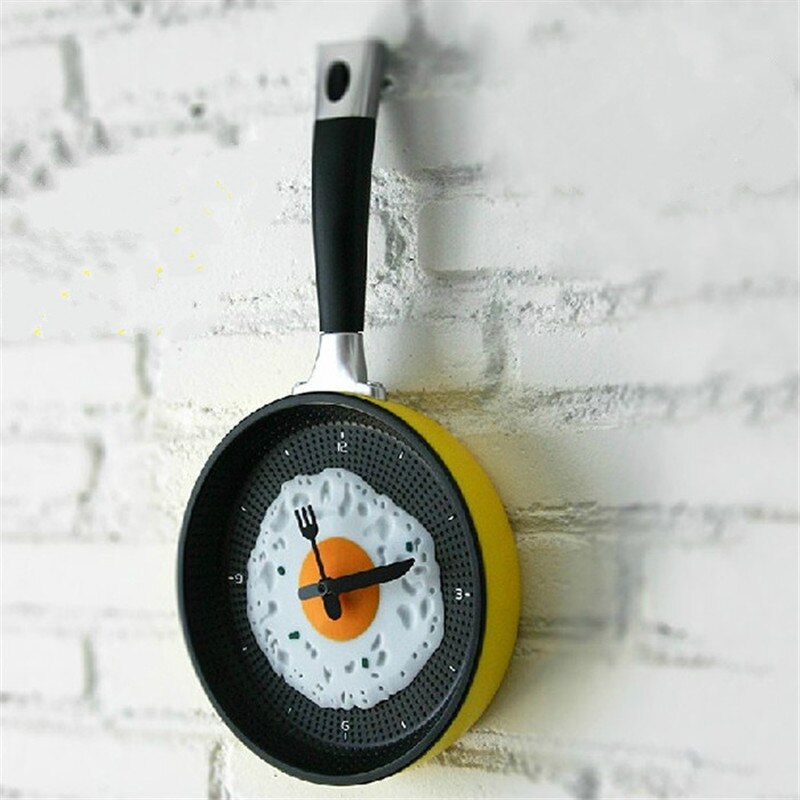 Po-le-frire-avec-ufs-frits-Design-horloge-murale-9x8-pouces-pour-cuisine-salon-chambre-coucher