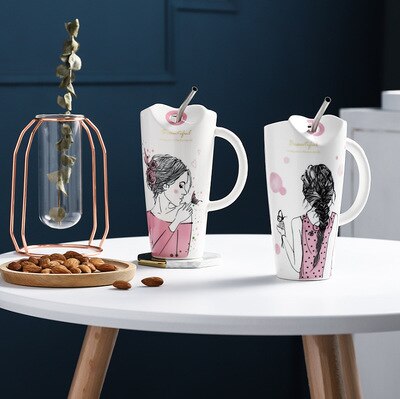 Tasse-caf-en-porcelaine-avec-paille-pour-fille-tasse-en-c-ramique-de-450ml-tasse-pour