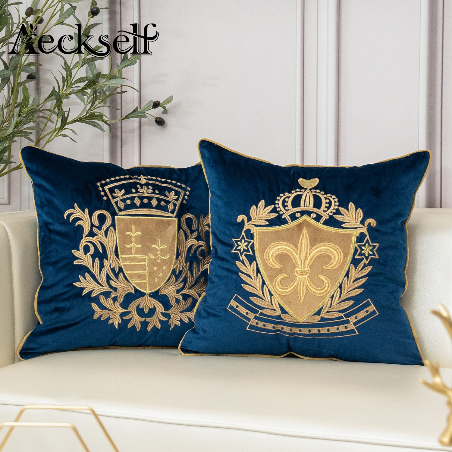 Aeckself-housse-de-coussin-de-luxe-en-velours-broderie-europ-enne-d-coration-de-maison-bleu