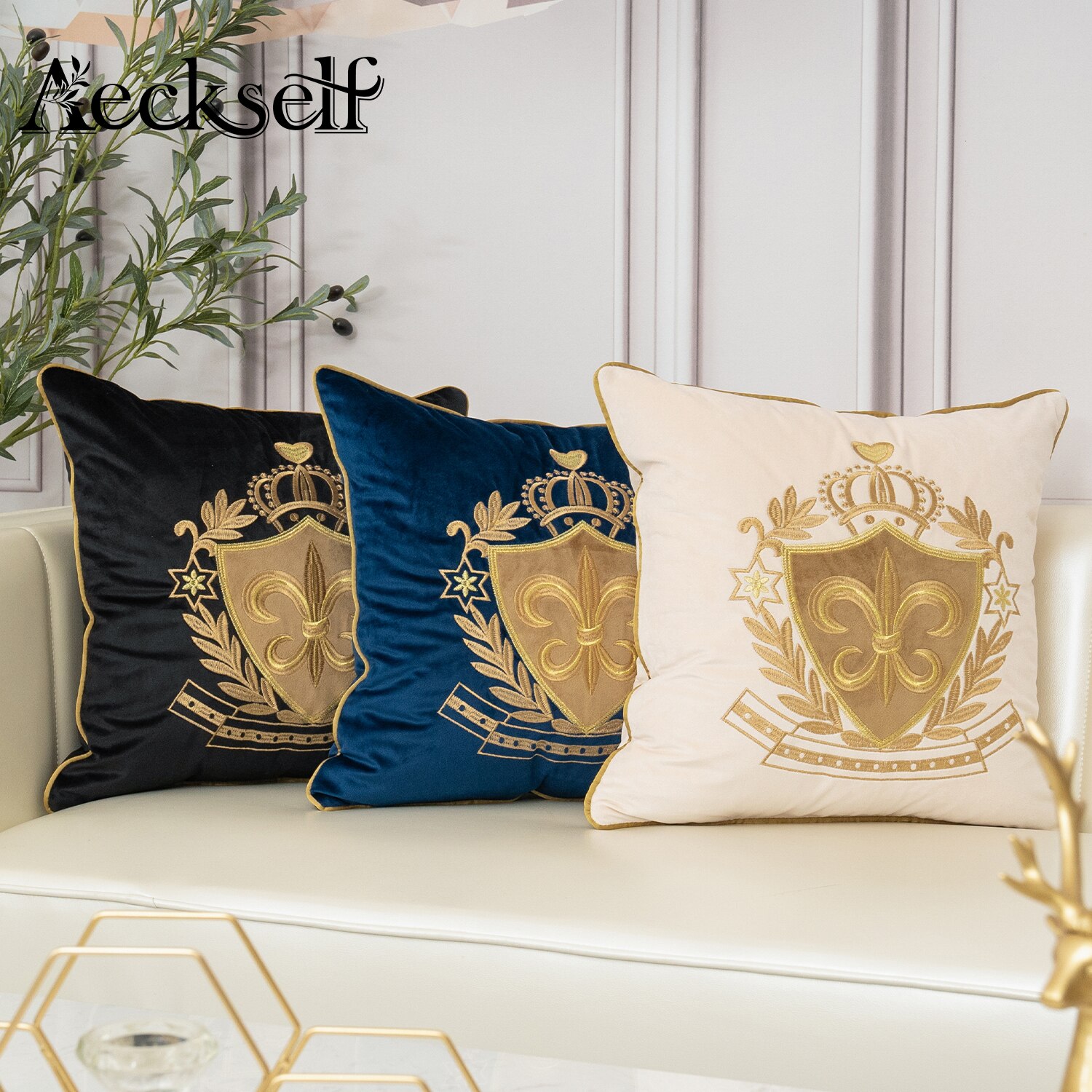 Aeckself-housse-de-coussin-de-luxe-en-velours-broderie-europ-enne-d-coration-de-maison-bleu