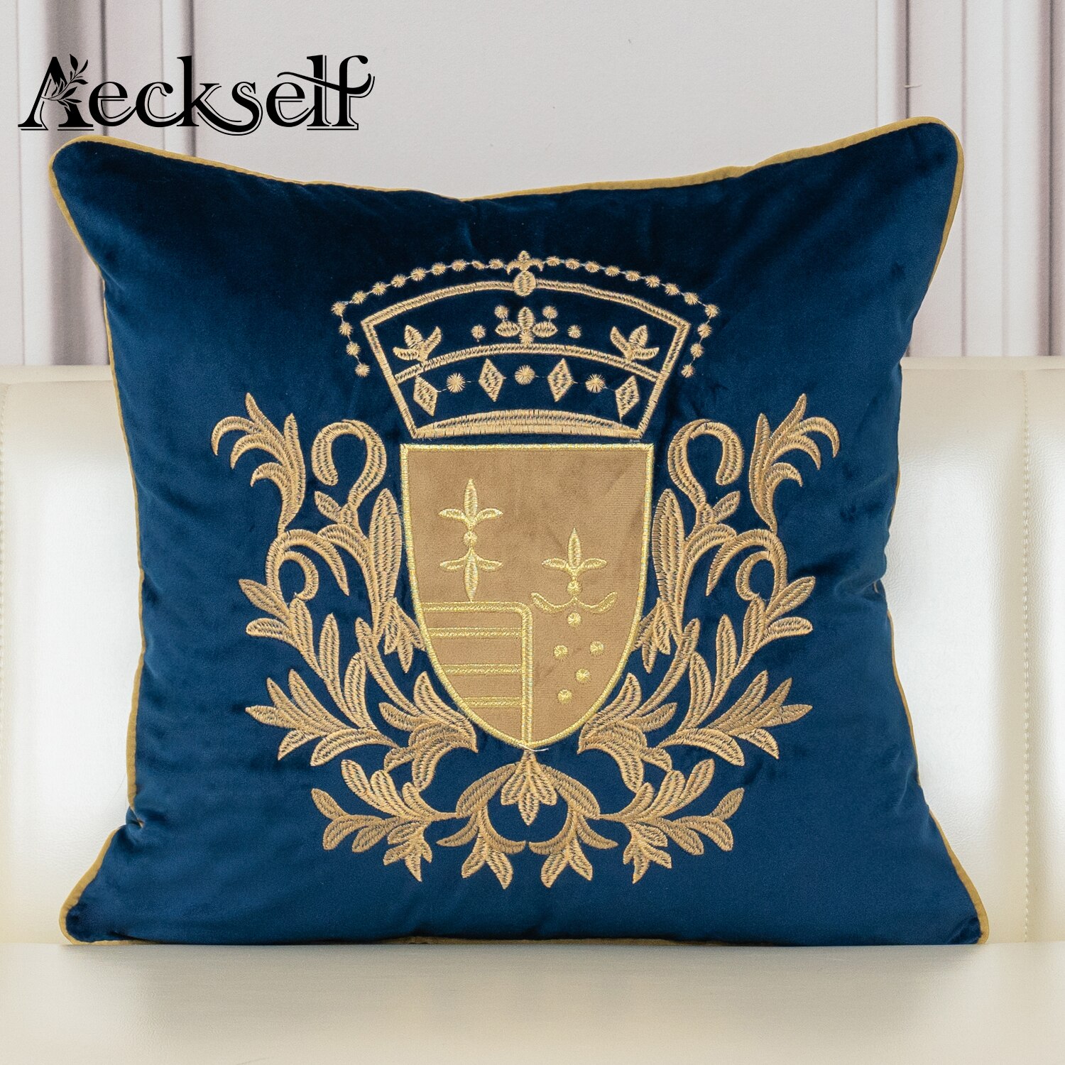 Aeckself-housse-de-coussin-de-luxe-en-velours-broderie-europ-enne-d-coration-de-maison-bleu