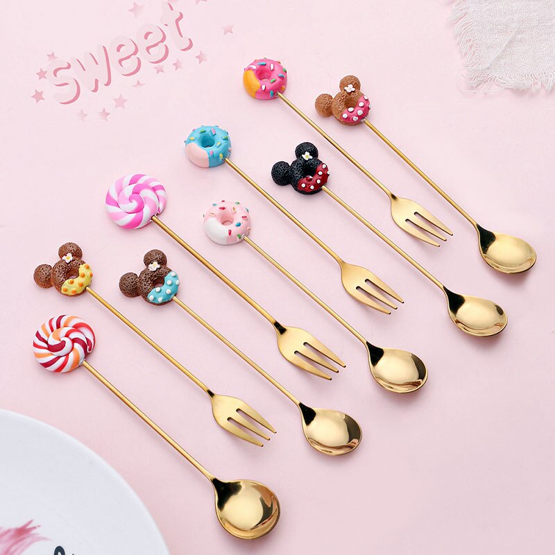 YOOLOV-cuill-res-Donuts-en-acier-inoxydable-fourchettes-bonbons-vaisselle-de-cuisine-lait-caf-Dessert-couverts