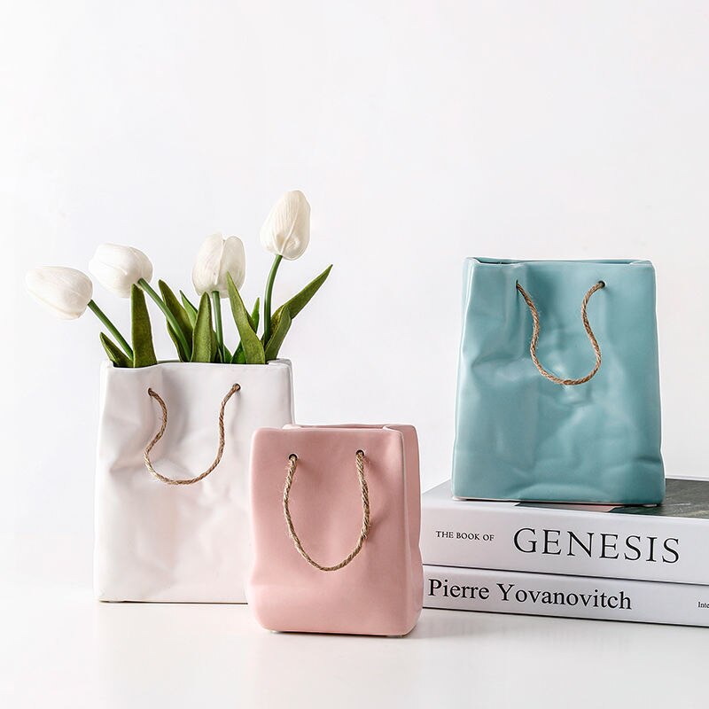 Vase-en-C-ramique-Style-Panier-de-Shopping-pour-Fleurs-S-ch-es-Objet-Sac-Cr