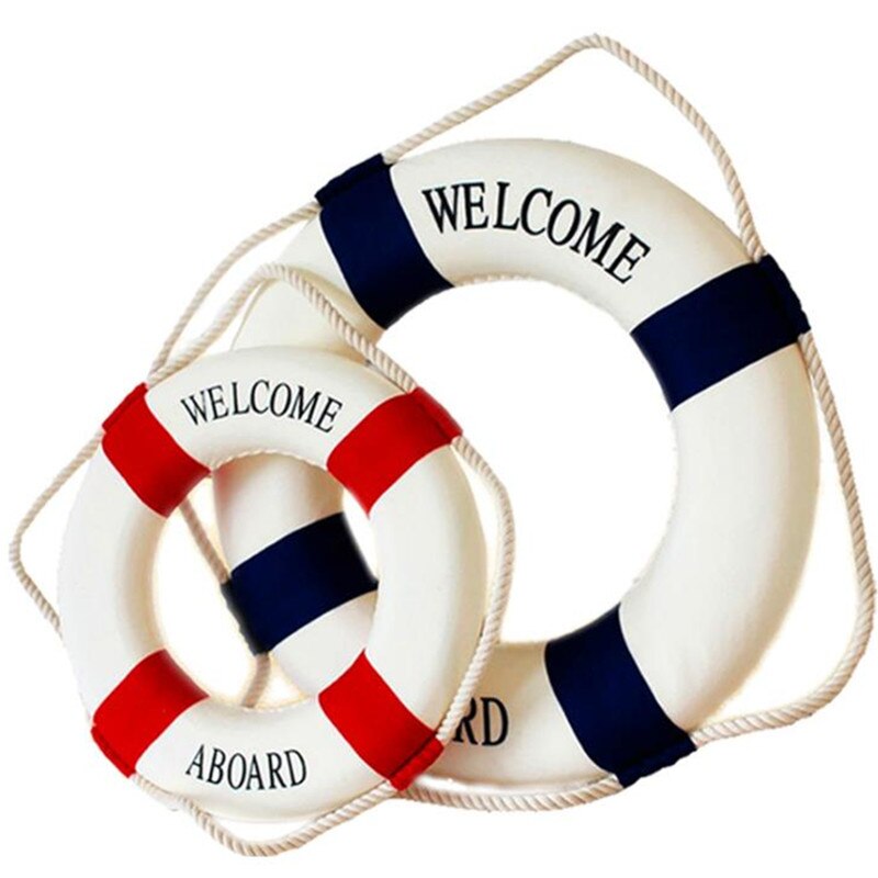Bou-e-de-vie-rouge-bleue-d-corative-de-bienvenue-Style-nautique-d-coration-murale-de