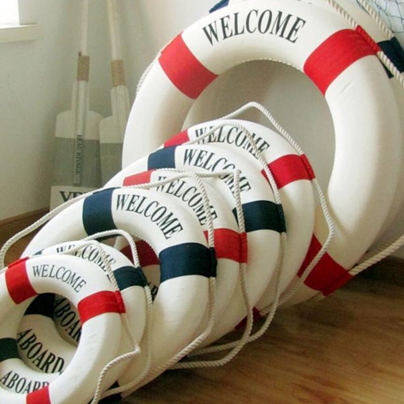 Bou-e-de-vie-rouge-bleue-d-corative-de-bienvenue-Style-nautique-d-coration-murale-de