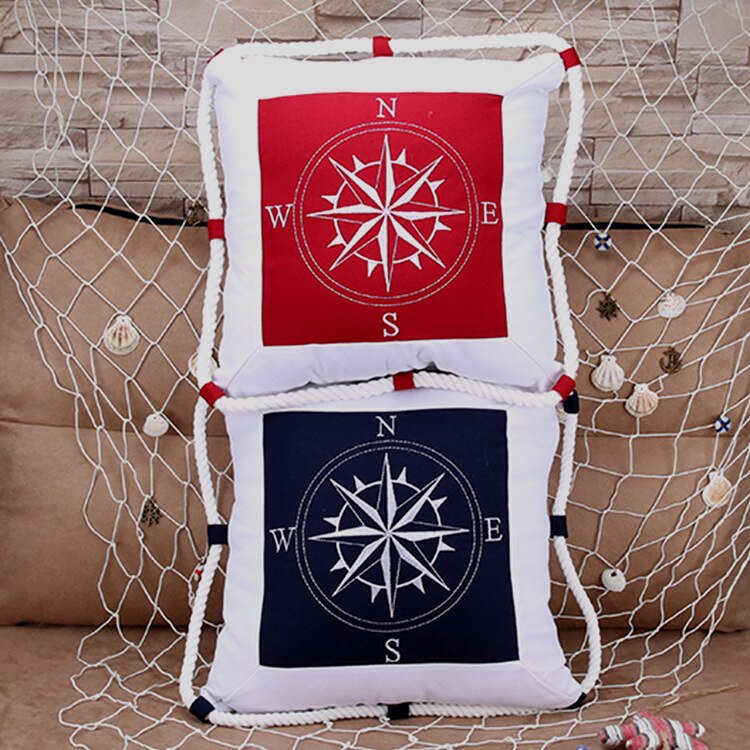 Housse-de-coussin-brod-e-pour-boussole-couverture-toile-Marine-Navigation-m-diterran-enne