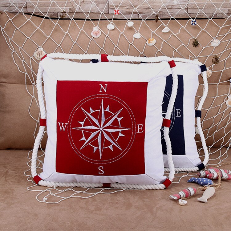 Housse-de-coussin-brod-e-pour-boussole-couverture-toile-Marine-Navigation-m-diterran-enne