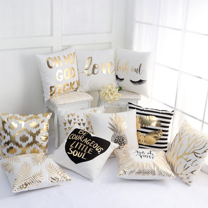 Taie-d-oreiller-g-om-trique-de-luxe-couleur-or-ananas-coton-et-Polyester-housse-de