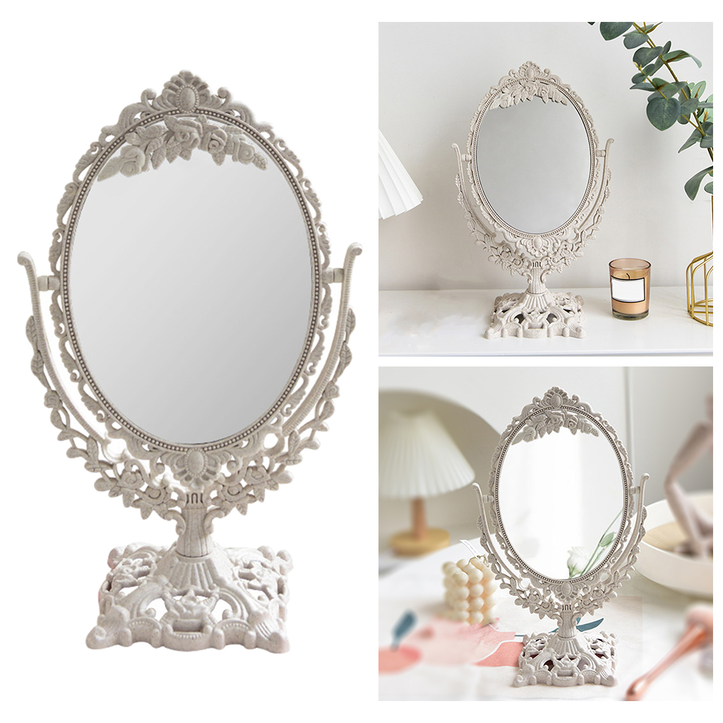 Miroir-de-maquillage-d-coratif-Antique-avec-support-miroir-de-maquillage-r-tro-pivotant-double-face