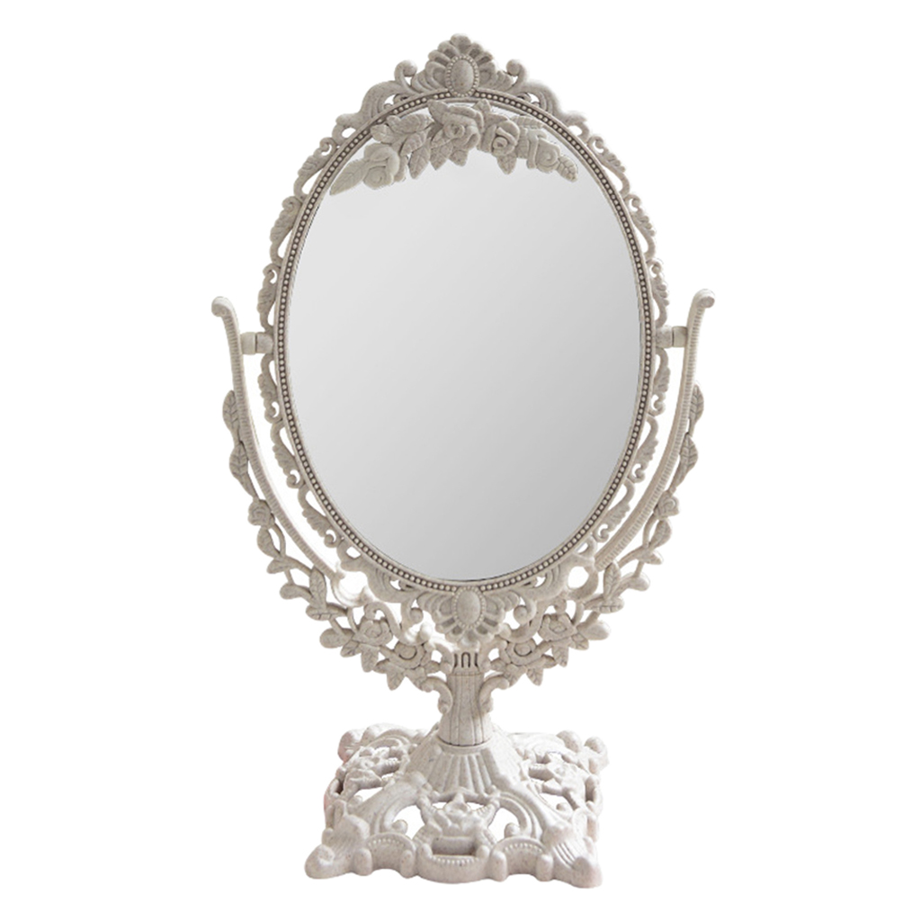 Miroir-de-maquillage-d-coratif-Antique-avec-support-miroir-de-maquillage-r-tro-pivotant-double-face