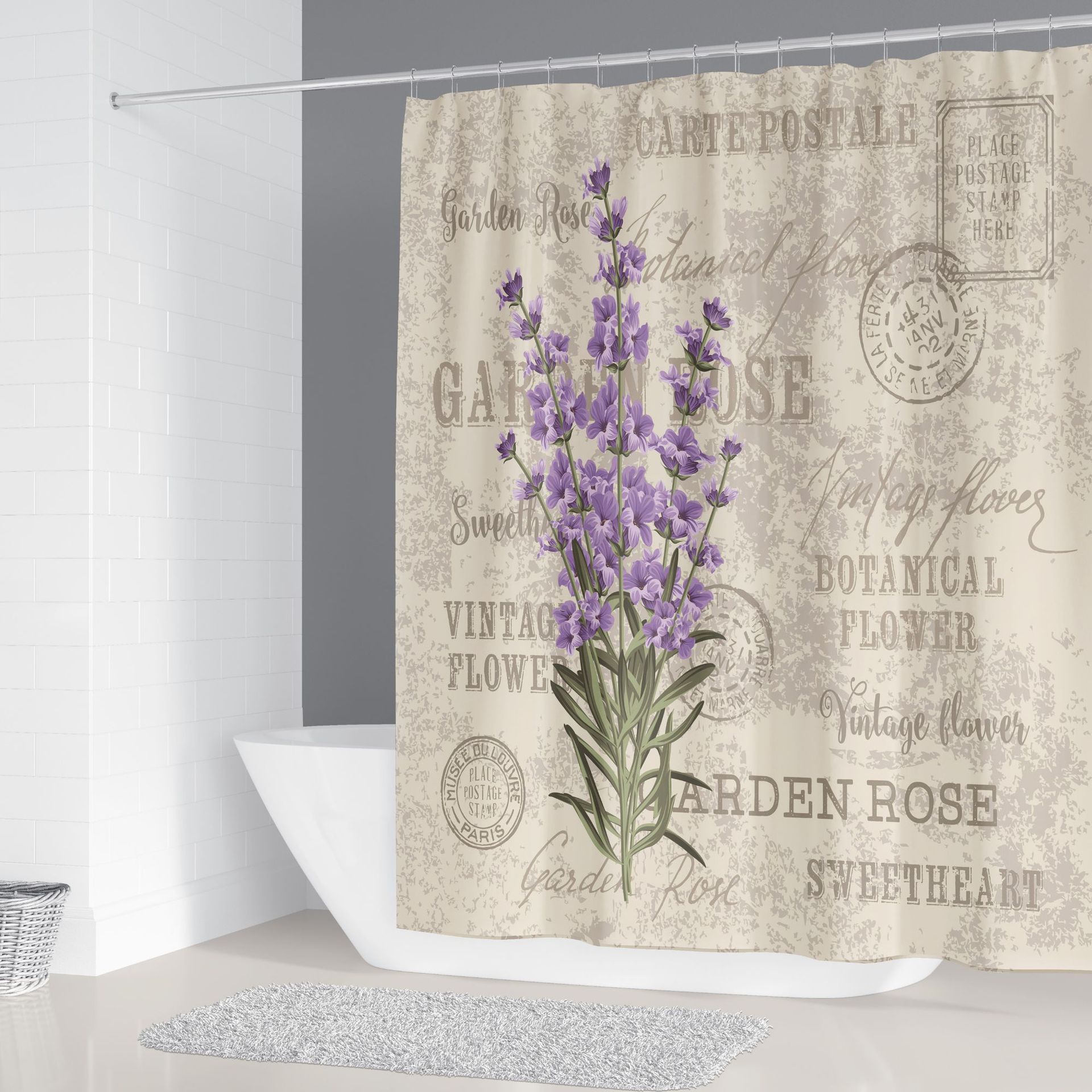Rideaux-de-douche-motif-lavande-belles-fleurs-ensemble-de-tapis-de-bain-pi-destal-antid-rapant