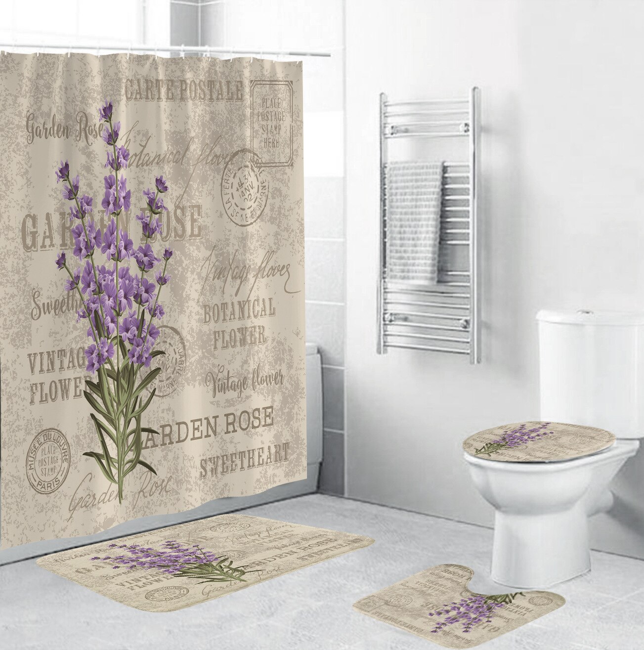 Tapis Violet Lavande Crocheté Main - Laine Teinte à La Main 1/8