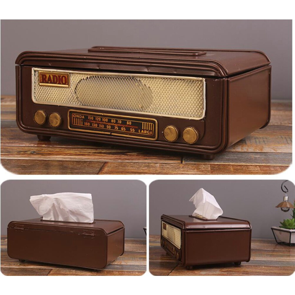Bo-te-de-mouchoirs-en-papier-en-forme-de-Radio-r-tro-bo-te-de-rangement