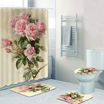 Rideau-de-douche-rose-victorien-Shabby-Chic-ensemble-de-rideaux-de-salle-de-bain-fleurs-l