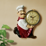 Horloge-murale-Vintage-d-coration-de-maison-en-r-sine-Statue-de-Chef-horloge-Quartz-muette