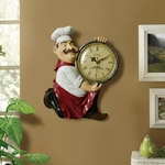 Horloge-murale-Vintage-d-coration-de-maison-en-r-sine-Statue-de-Chef-horloge-Quartz-muette