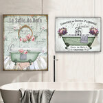 Imprim-s-de-toile-de-baignoire-victorienne-Style-fran-ais-Vintage-Shabby-aquarelle-florale-salle-de
