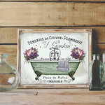 Imprim-s-de-toile-de-baignoire-victorienne-Style-fran-ais-Vintage-Shabby-aquarelle-florale-salle-de