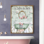 Imprim-s-de-toile-de-baignoire-victorienne-Style-fran-ais-Vintage-Shabby-aquarelle-florale-salle-de