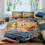 Parure-de-lit-imprim-e-Route-66-pour-enfants-ensemble-de-literie-avec-housse-de-couette