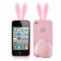 Housse etui coque silicone lapin ROSE pour Apple iPhone 4S / iPhone 4 + film ecran