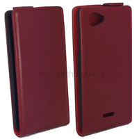 Housse etui coque cuir ROUGE pour Sony Xperia J + film ecran