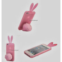 Housse etui coque silicone gel lapin rose pour Apple iPhone 5 5S 5G + film ecran