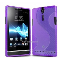 Housse etui coque silicone gel MAUVE pour Sony Xperia S + film ecran