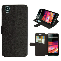 Housse etui coque pochette portefeuille pour Wiko Fizz + film ecran - NOIR