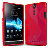 Housse etui coque silicone gel ROUGE pour Sony Xperia S + film ecran