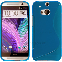 Housse etui coque pochette silicone gel pour HTC One 2 M8 (2014) + film ecran - BLEU