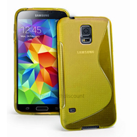 Housse etui coque pochette silicone gel sline pour Samsung Galaxy S5 i9600 + film ecran - JAUNE