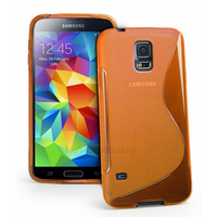 Housse etui coque pochette silicone gel sline pour Samsung Galaxy S5 i9600 + film ecran - ORANGE