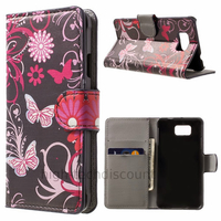 Housse etui coque portefeuille PU cuir pour Samsung Galaxy Alpha G850F + film ecran - FLEURS N