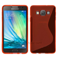 Housse etui coque pochette silicone gel fine pour Samsung Galaxy A3 + film ecran - ROUGE