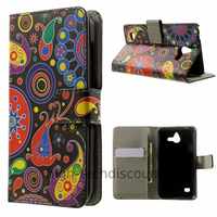 Housse etui coque portefeuille simili cuir pour Huawei Ascend Y550 + film ecran - PAISLEY