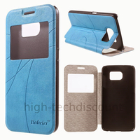 Housse etui coque portefeuille view case pour Samsung G920F Galaxy S6 + film ecran - BLEU