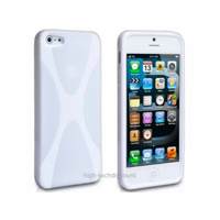 Housse etui coque silicone gel X BLANC pour Apple iPhone 5 5S 5G + film ecran