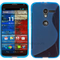 Housse etui coque pochette silicone gel pour Motorola Moto X + film ecran - BLEU