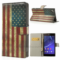 Housse etui coque pochette portefeuille PU cuir pour Sony Xperia Z2 + film ecran - USA