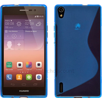 Housse etui coque pochette silicone gel fine pour Huawei Ascend P7 + film ecran - BLEU