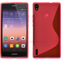 Housse etui coque pochette silicone gel fine pour Huawei Ascend P7 + film ecran - ROSE